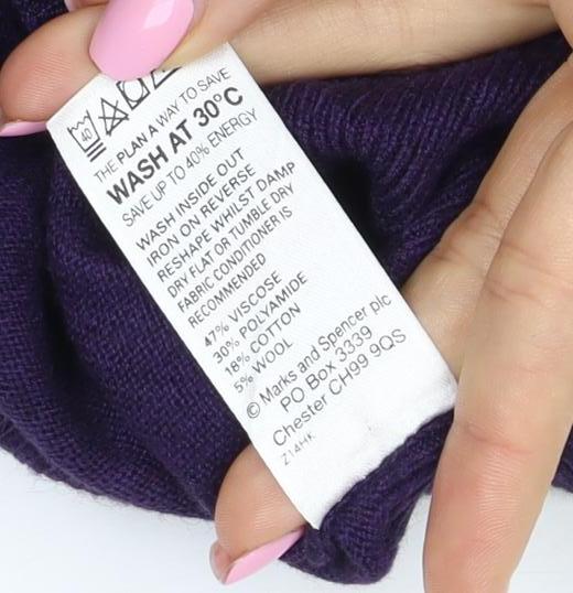 Marks and Spencer Women Purple Size 20 V-Neck Button Cardigan Pockets