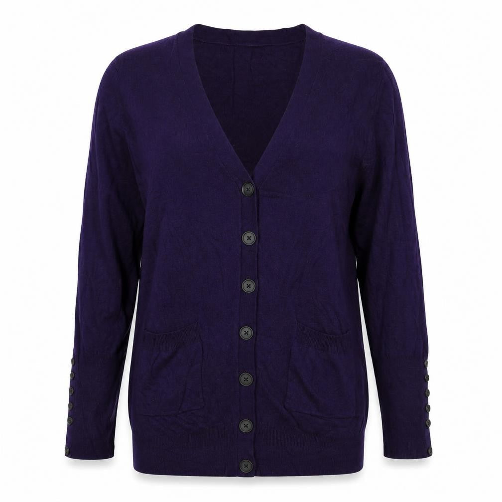 Marks and Spencer Women Purple Size 20 V-Neck Button Cardigan Pockets