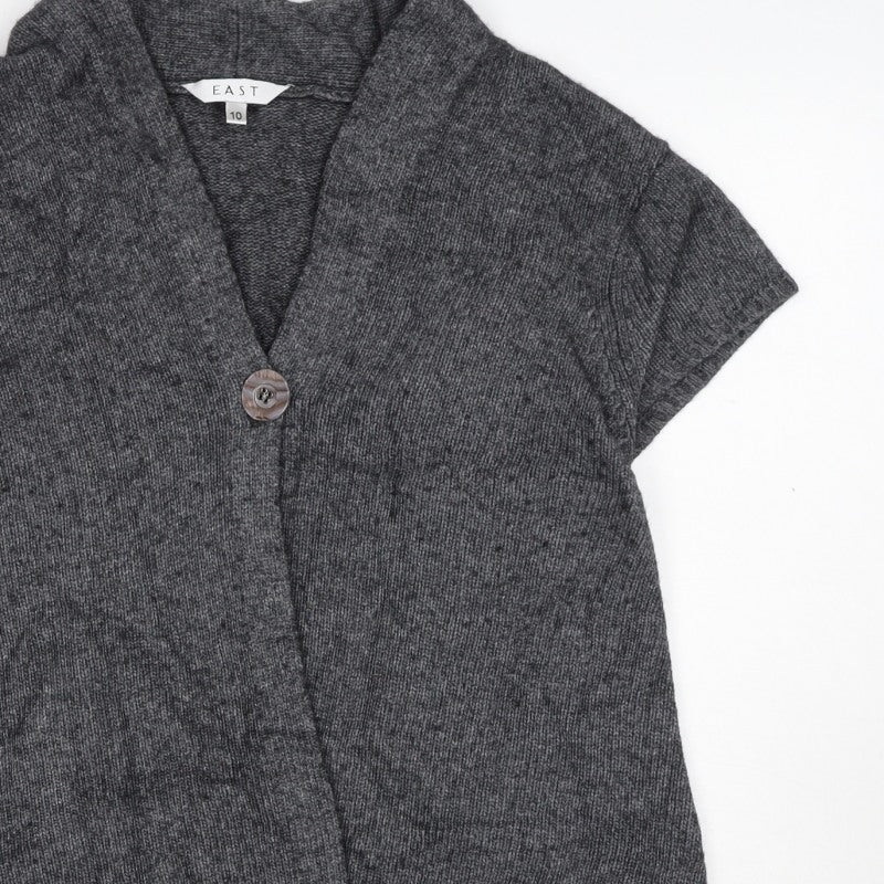 East Women’s Grey Wool Cashmere Angora Cable Knit Cardigan UK 10
