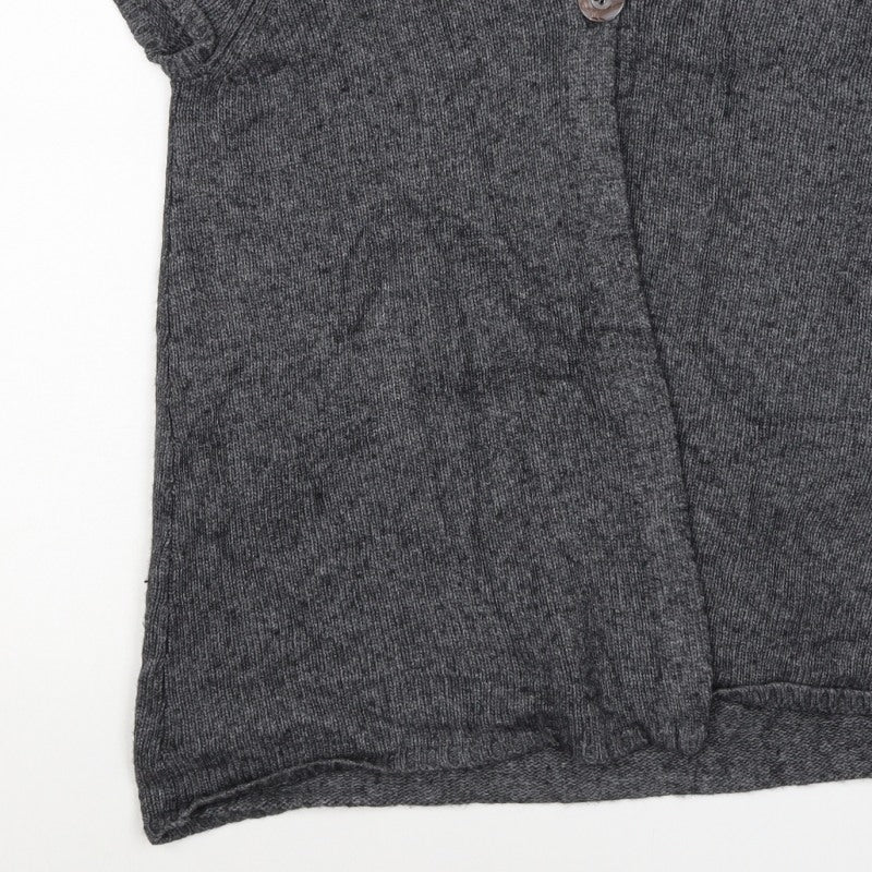 East Women’s Grey Wool Cashmere Angora Cable Knit Cardigan UK 10