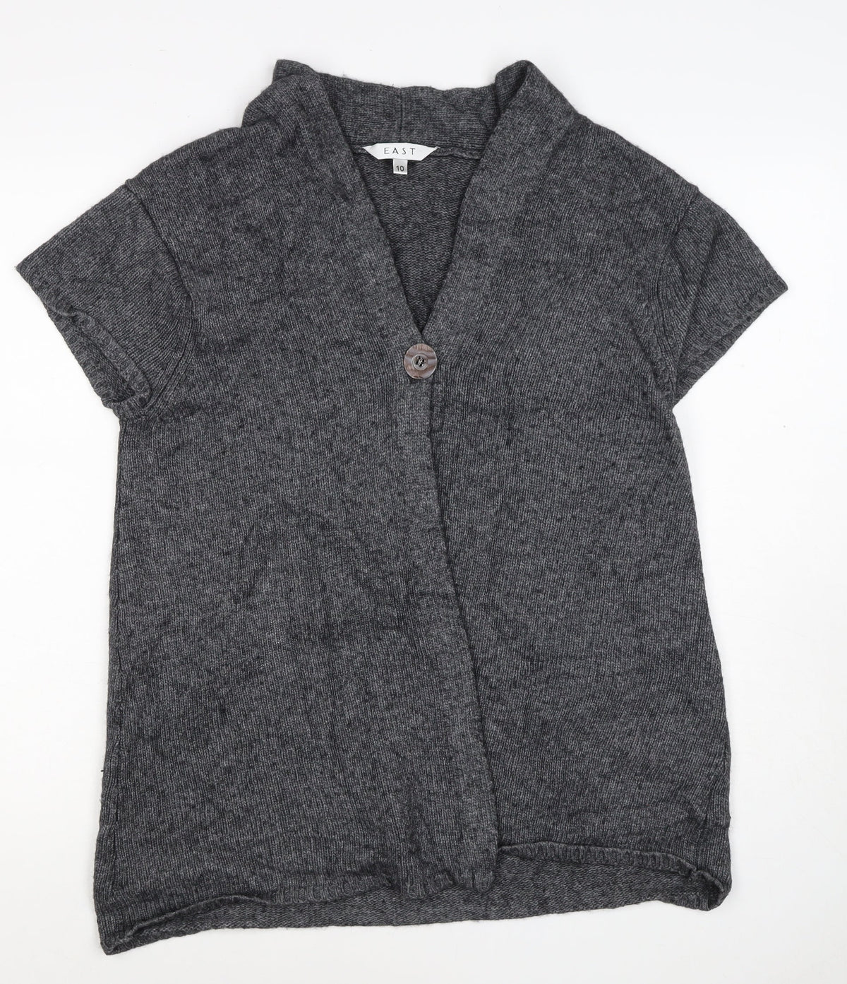 East Women’s Grey Wool Cashmere Angora Cable Knit Cardigan UK 10