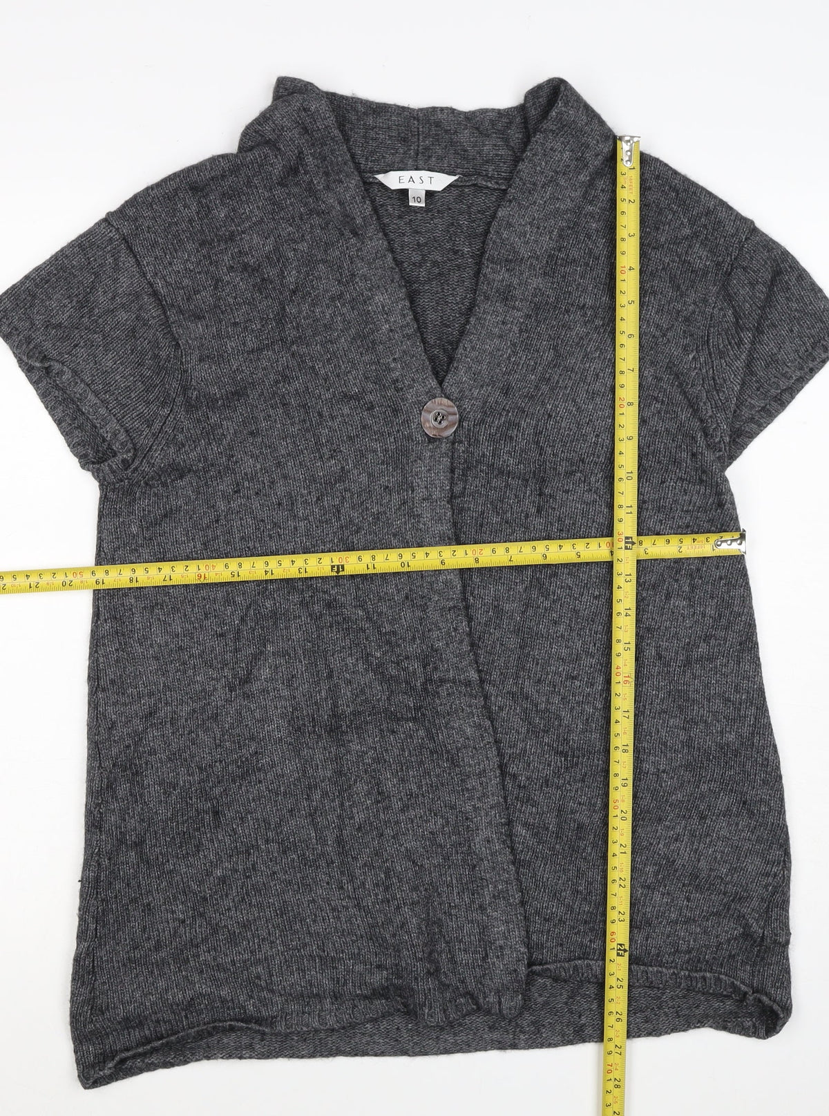 East Women’s Grey Wool Cashmere Angora Cable Knit Cardigan UK 10
