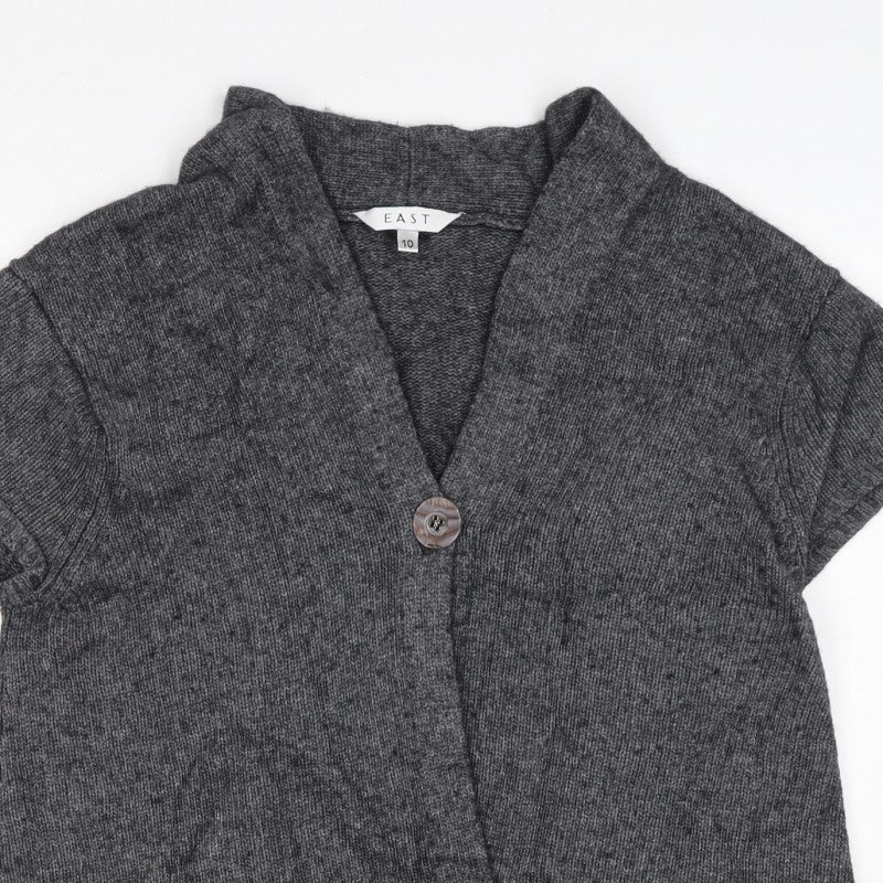 East Women’s Grey Wool Cashmere Angora Cable Knit Cardigan UK 10