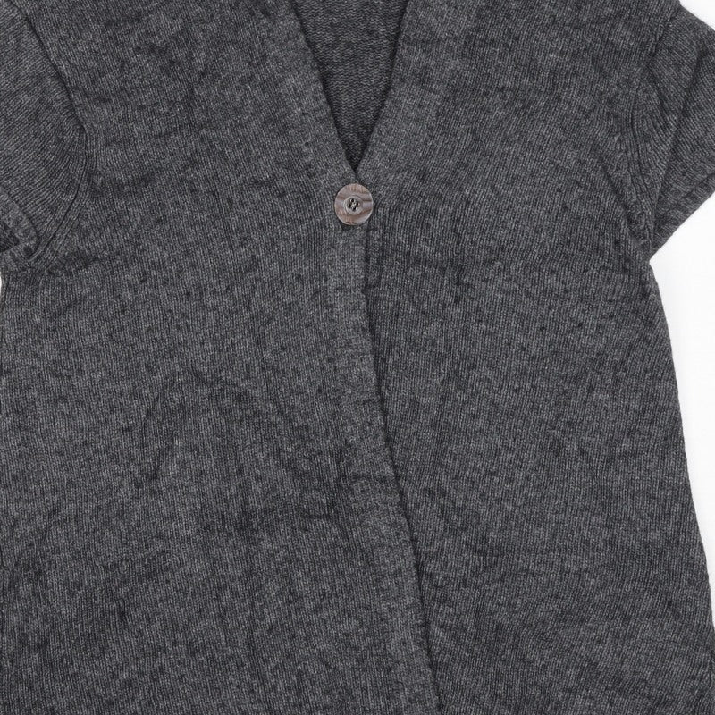 East Women’s Grey Wool Cashmere Angora Cable Knit Cardigan UK 10
