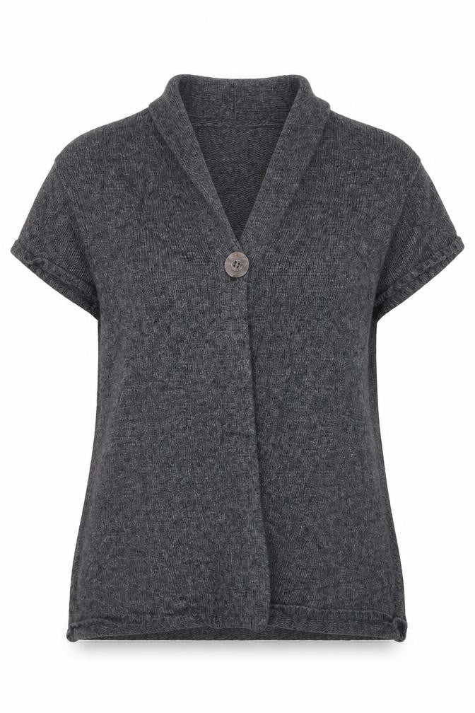 East Women’s Grey Wool Cashmere Angora Cable Knit Cardigan UK 10