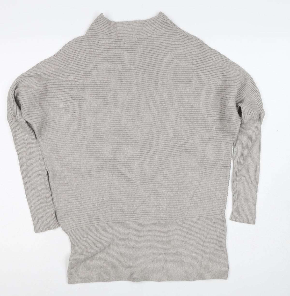 River Island Women Grey S Ribbed Mock Neck Dolman Sleeve Jumper