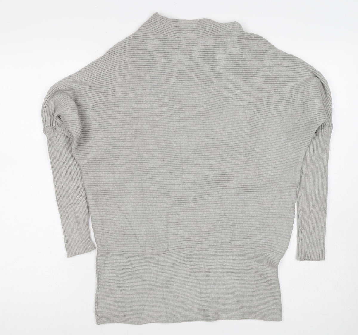River Island Women Grey S Ribbed Mock Neck Dolman Sleeve Jumper