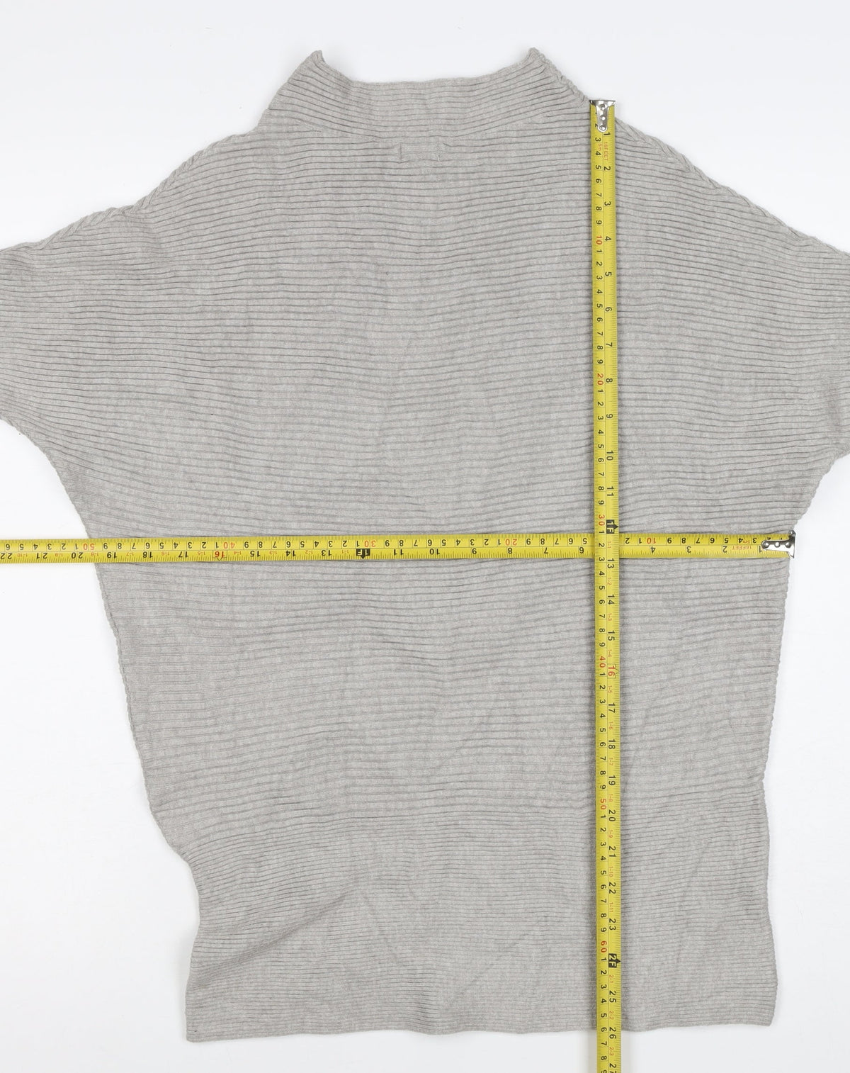 River Island Women Grey S Ribbed Mock Neck Dolman Sleeve Jumper