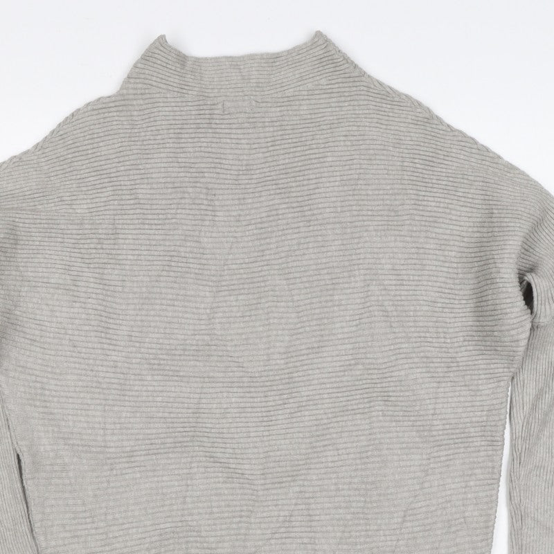 River Island Women Grey S Ribbed Mock Neck Dolman Sleeve Jumper