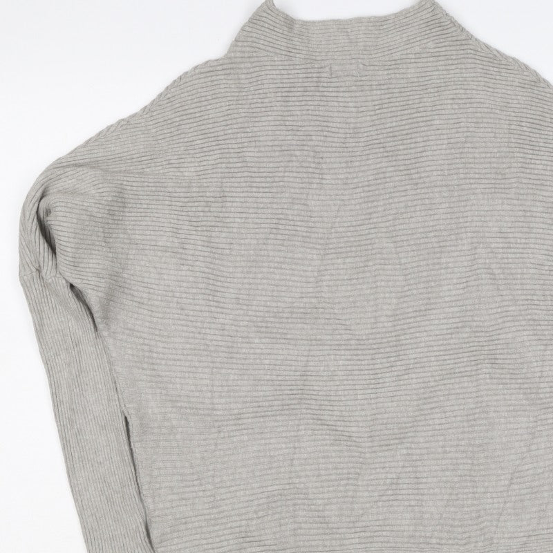 River Island Women Grey S Ribbed Mock Neck Dolman Sleeve Jumper