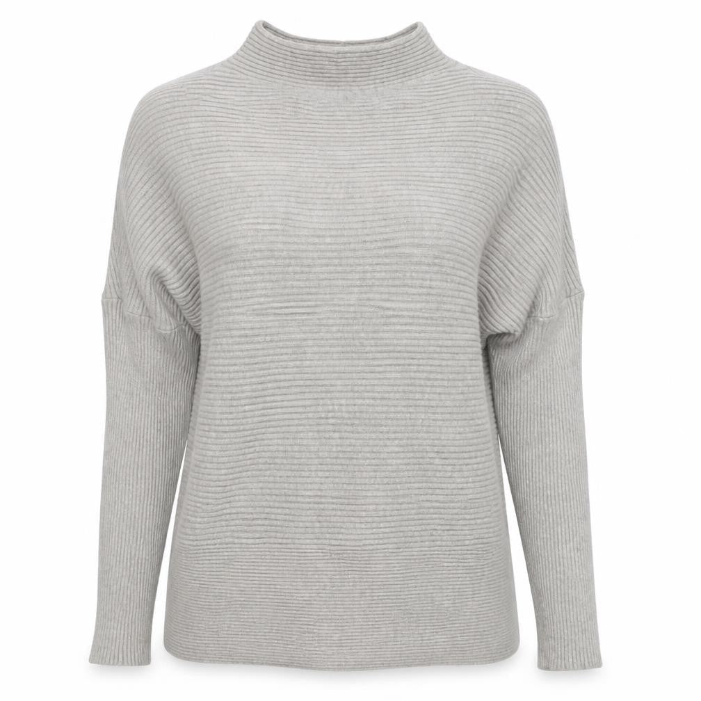 River Island Women Grey S Ribbed Mock Neck Dolman Sleeve Jumper