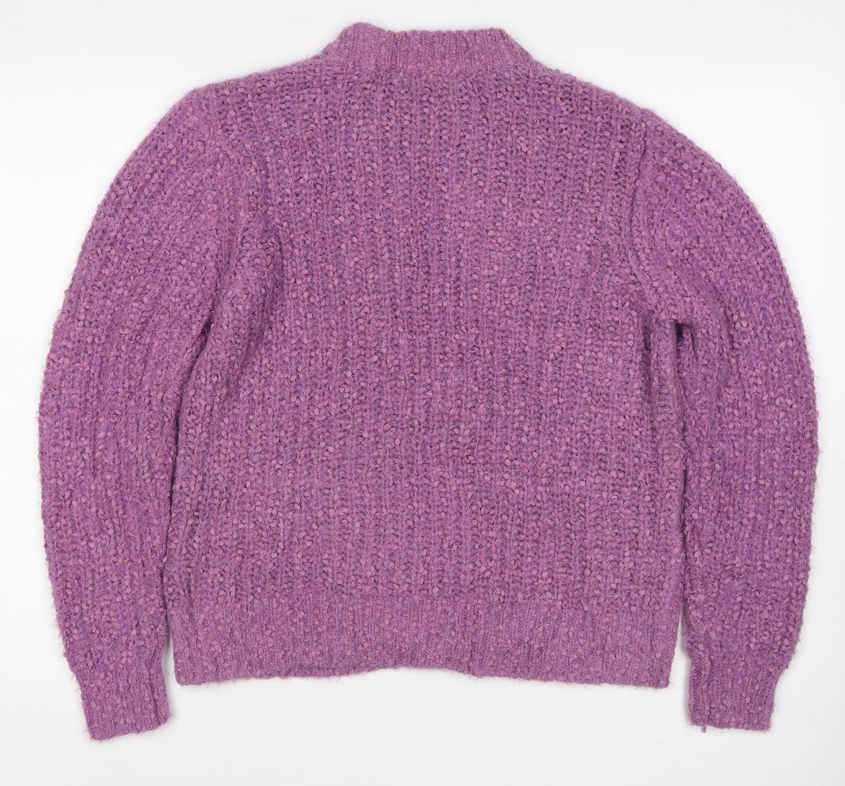 M&S Collection Women Purple Size 14 Chunky Knit Mock Neck Jumper