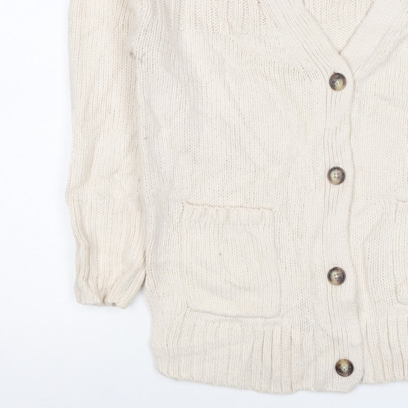 Marks & Spencer Women Ivory M Cable Knit Button Cardigan