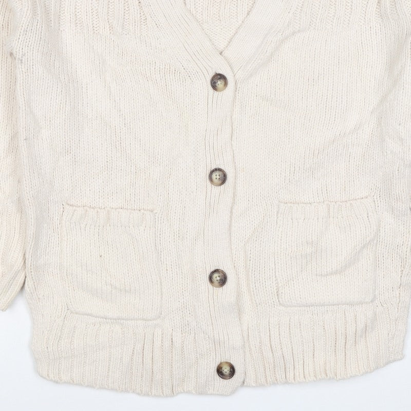 Marks & Spencer Women Ivory M Cable Knit Button Cardigan