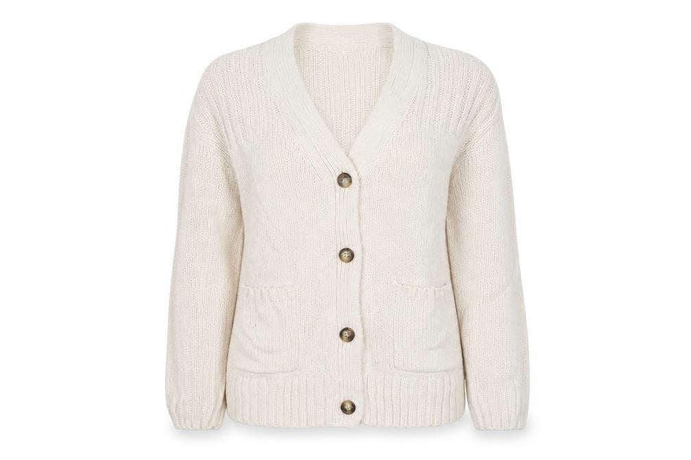 Marks & Spencer Women Ivory M Cable Knit Button Cardigan