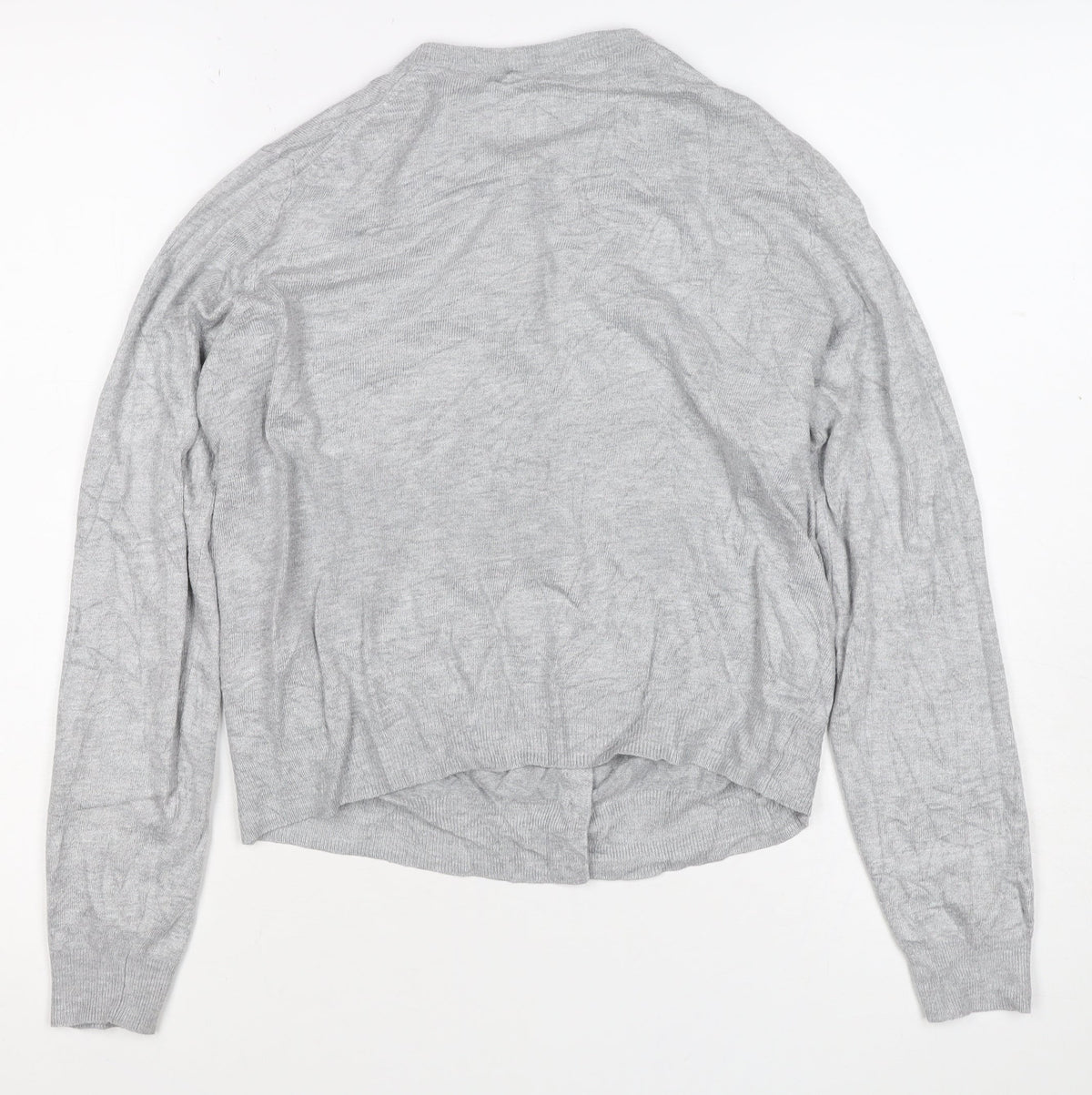 Marks & Spencer Women Grey UK 14 Round Neck Button Cardigan