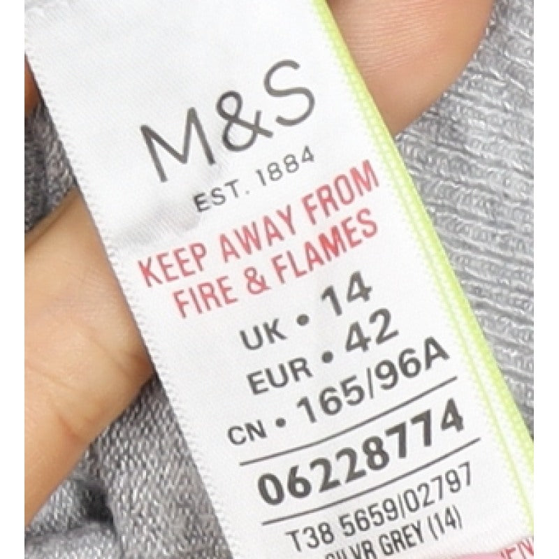 Marks & Spencer Women Grey UK 14 Round Neck Button Cardigan