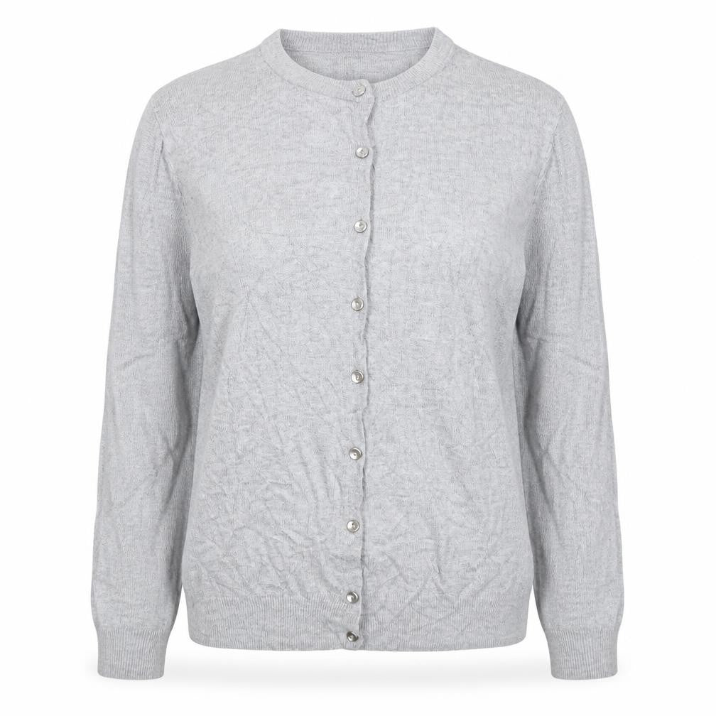 Marks & Spencer Women Grey UK 14 Round Neck Button Cardigan