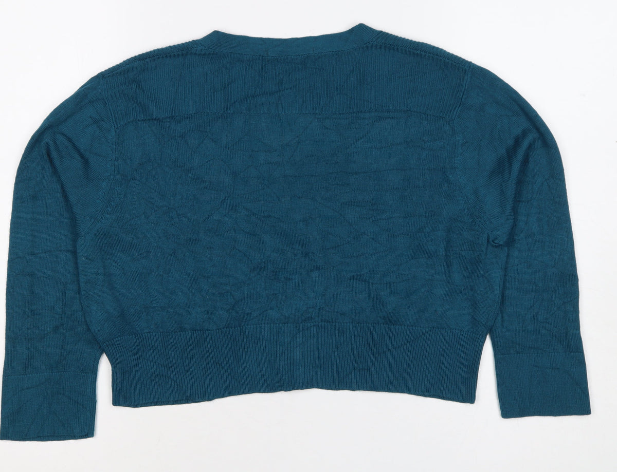 Marks & Spencer Women Blue V-Neck Button Cardigan UK 16 Knit