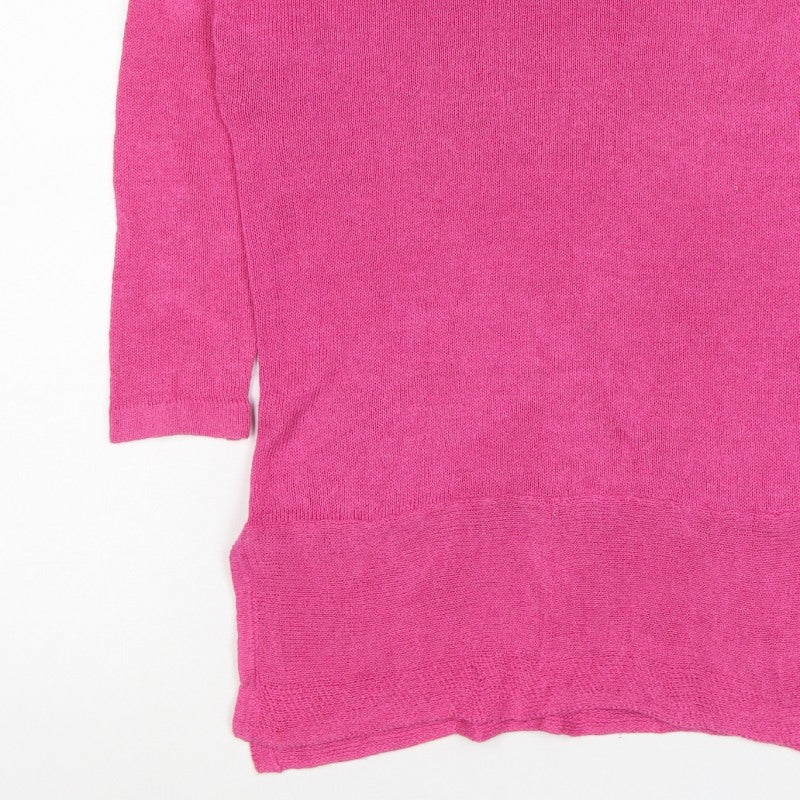 White Stuff Women’s Pink Linen Blend Knit Tunic Jumper UK 10