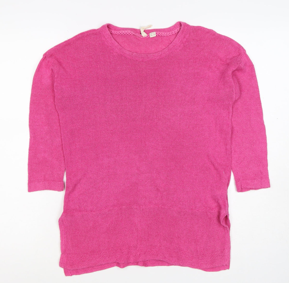 White Stuff Women’s Pink Linen Blend Knit Tunic Jumper UK 10