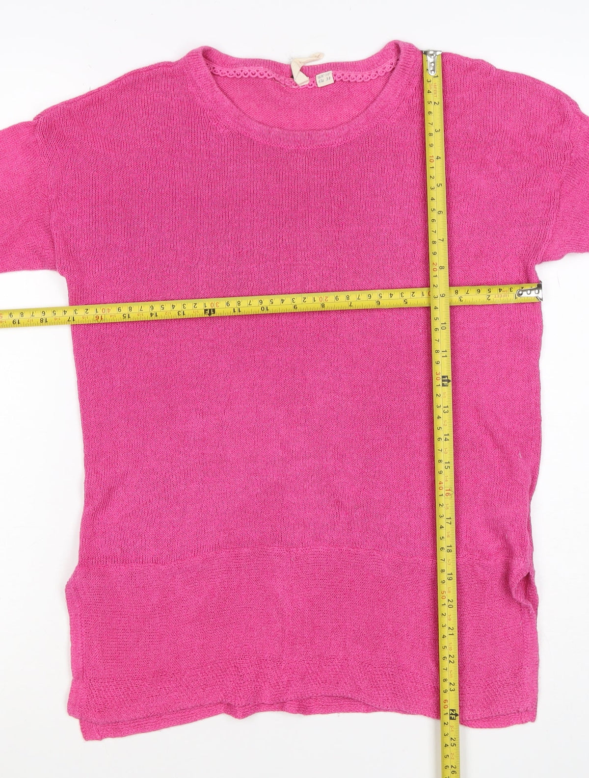 White Stuff Women’s Pink Linen Blend Knit Tunic Jumper UK 10