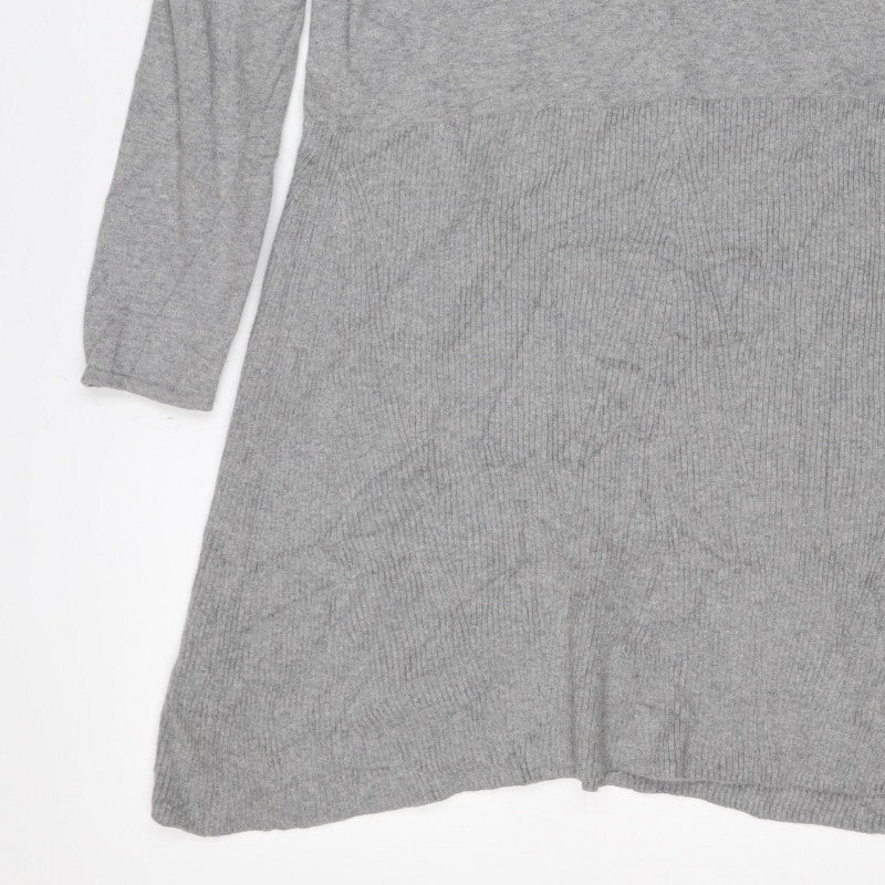 Massimo Dutti Women Grey S Cashmere Blend Knit Jumper Dress