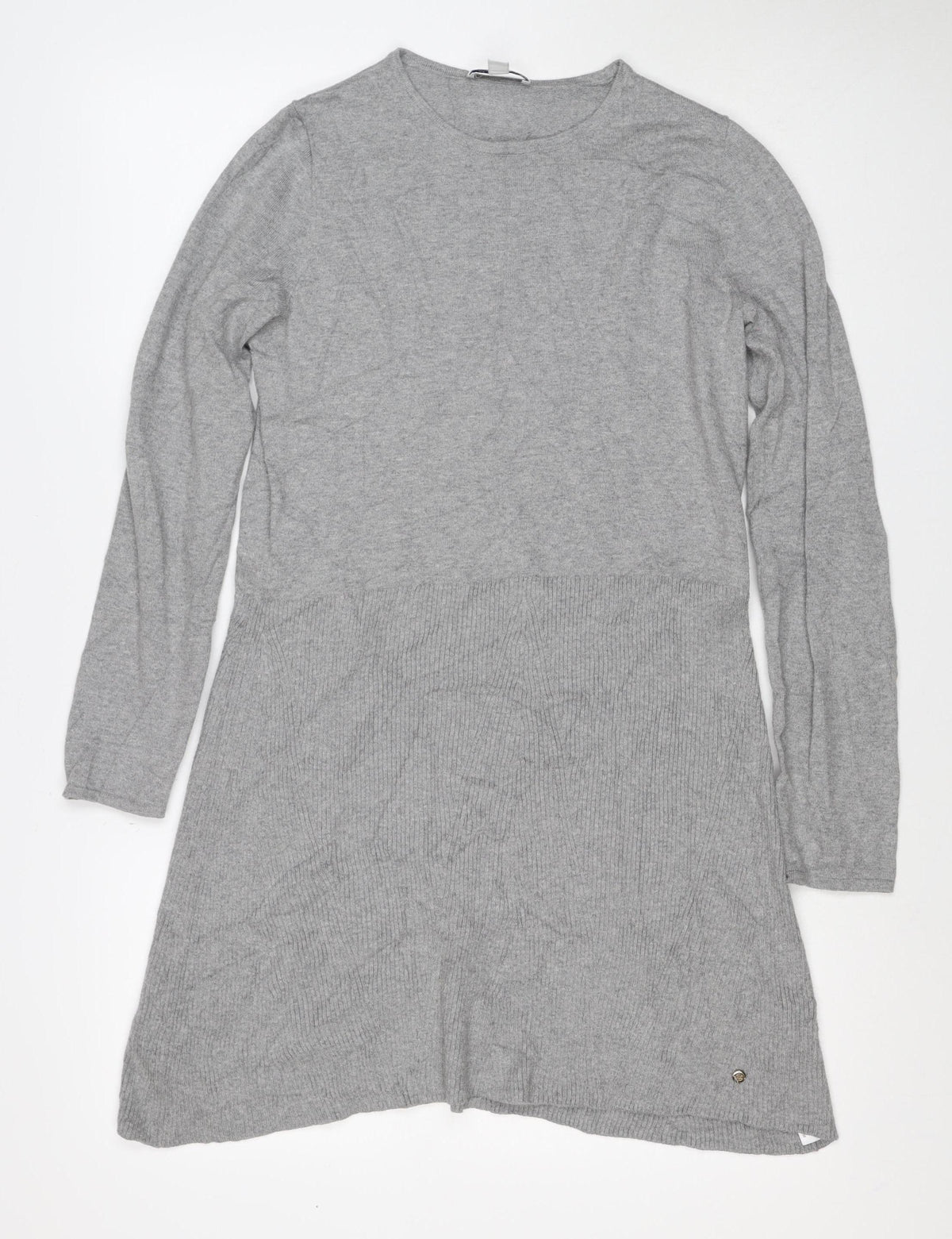 Massimo Dutti Women Grey S Cashmere Blend Knit Jumper Dress