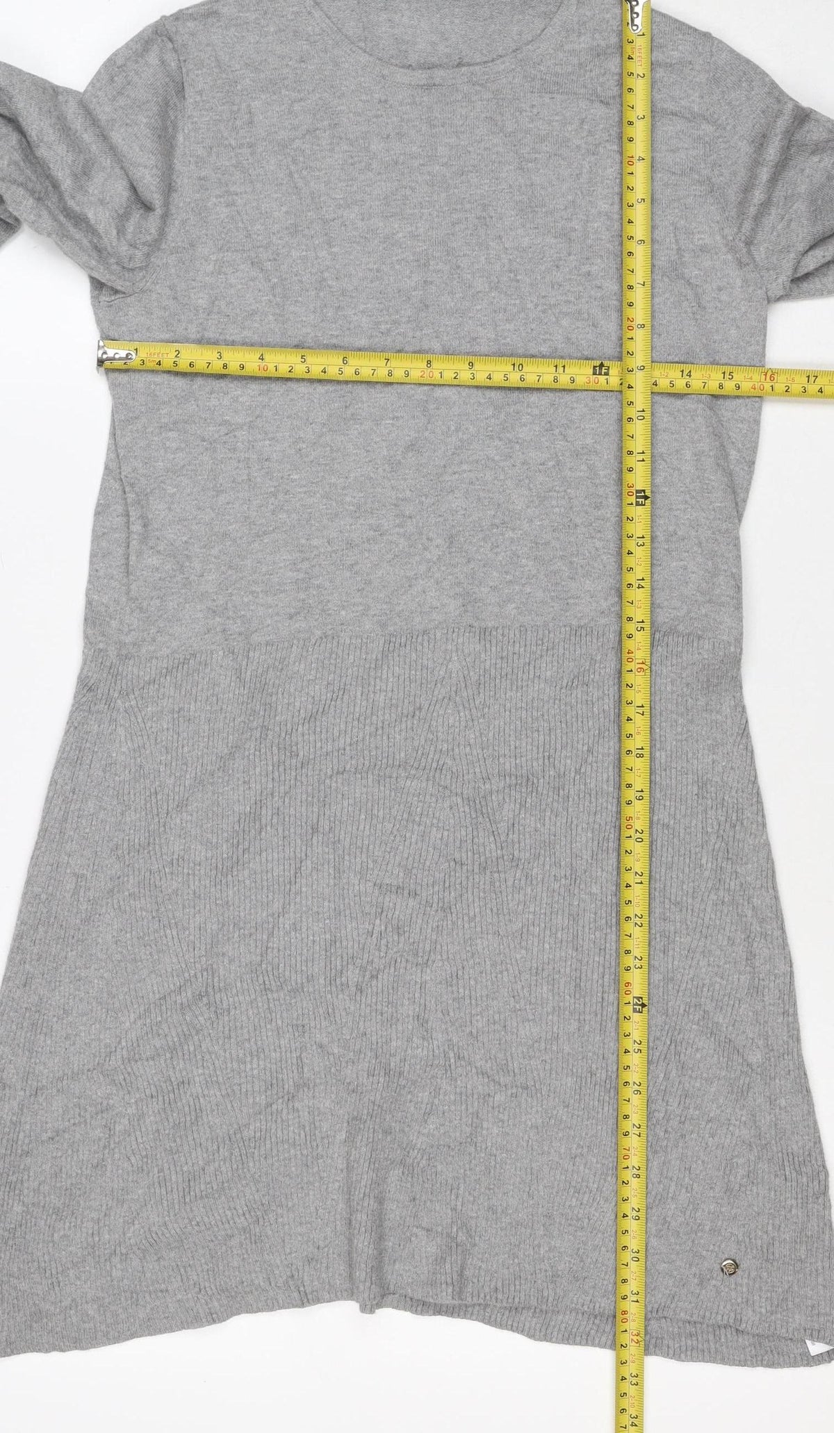Massimo Dutti Women Grey S Cashmere Blend Knit Jumper Dress