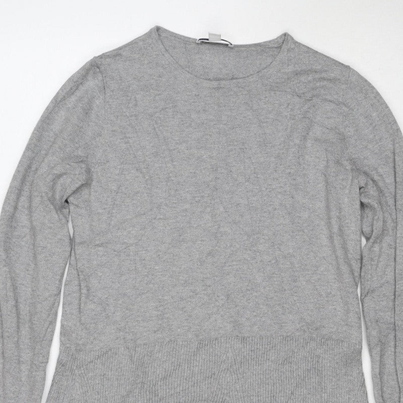 Massimo Dutti Women Grey S Cashmere Blend Knit Jumper Dress