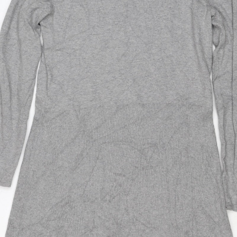 Massimo Dutti Women Grey S Cashmere Blend Knit Jumper Dress