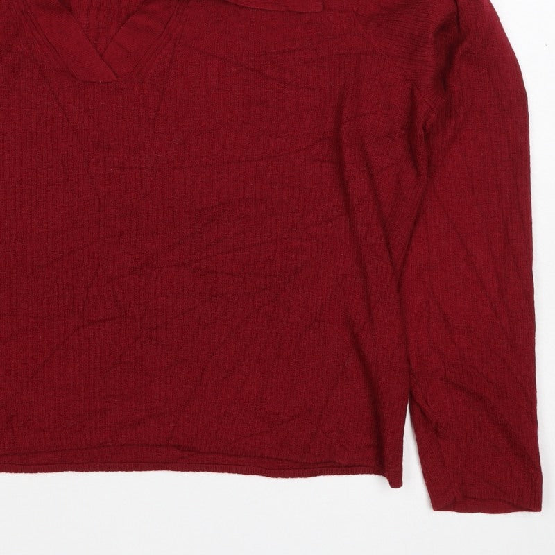 N. Premium Collection Women’s Red L Collared V-Neck Knit Jumper