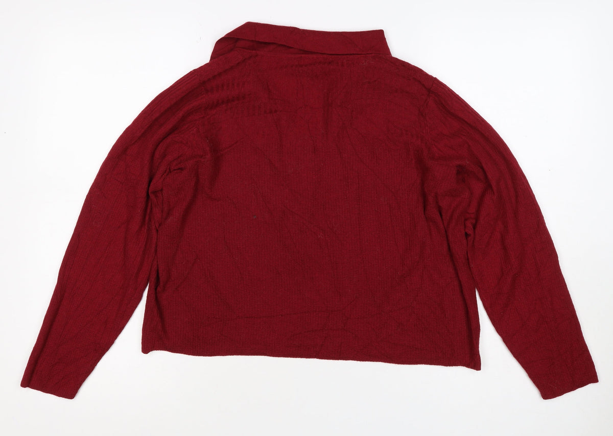 N. Premium Collection Women’s Red L Collared V-Neck Knit Jumper