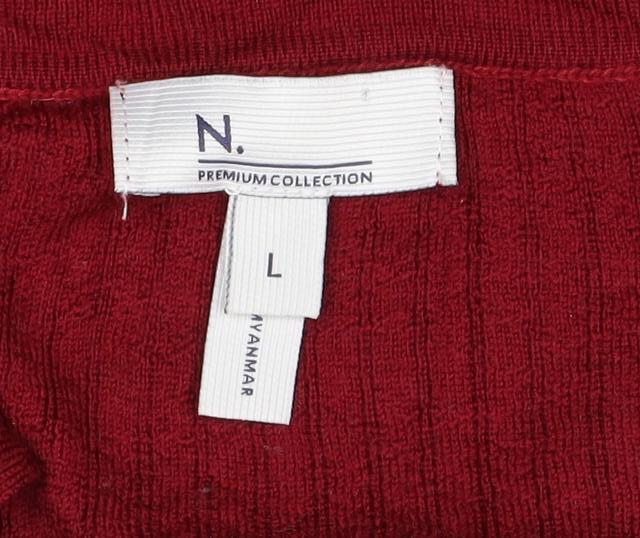 N. Premium Collection Women’s Red L Collared V-Neck Knit Jumper