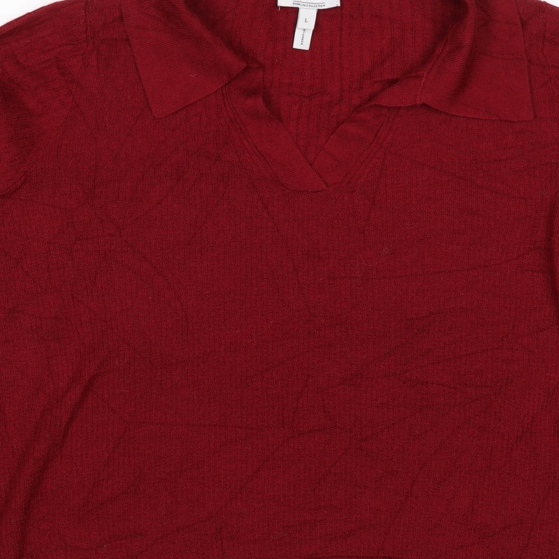 N. Premium Collection Women’s Red L Collared V-Neck Knit Jumper