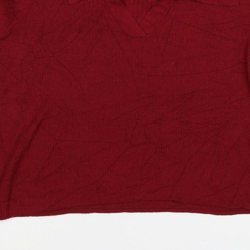N. Premium Collection Women’s Red L Collared V-Neck Knit Jumper