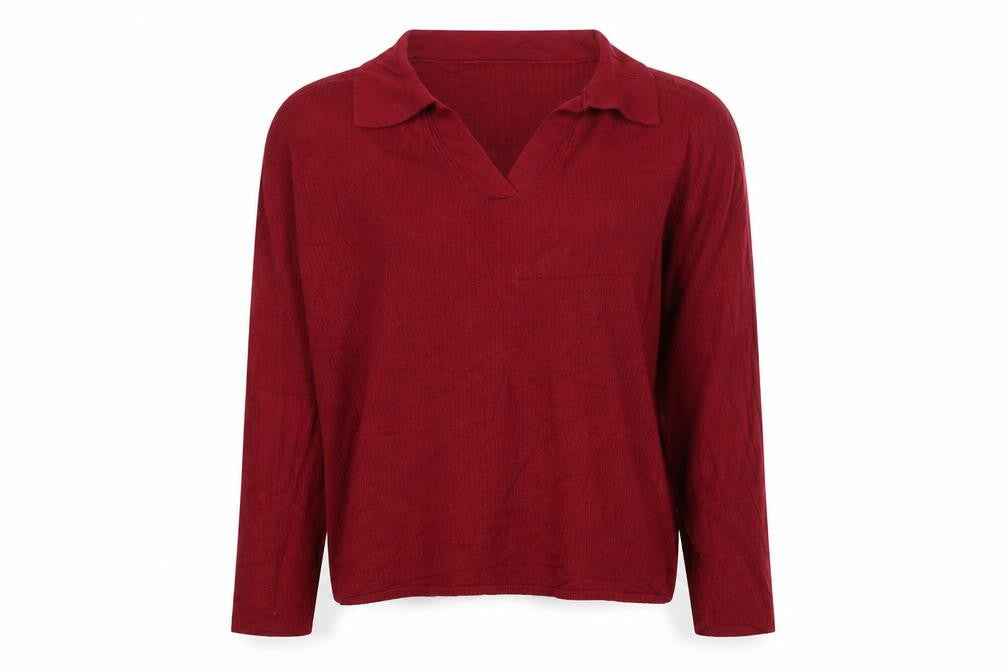 N. Premium Collection Women’s Red L Collared V-Neck Knit Jumper
