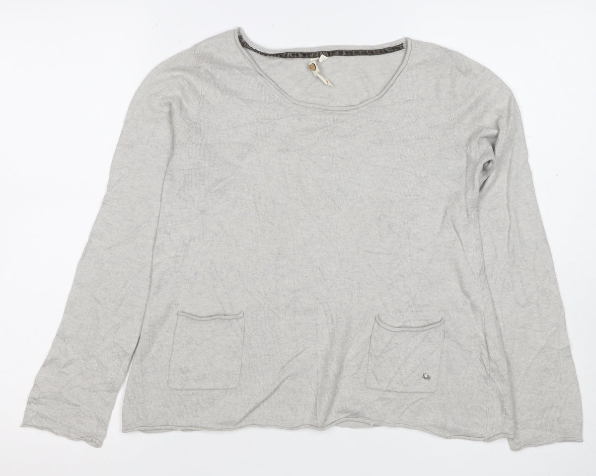 White Stuff Women’s Grey Size 12 Knit Pocket Pullover Jumper