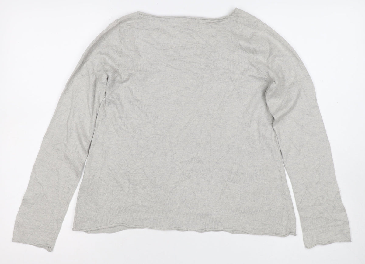White Stuff Women’s Grey Size 12 Knit Pocket Pullover Jumper
