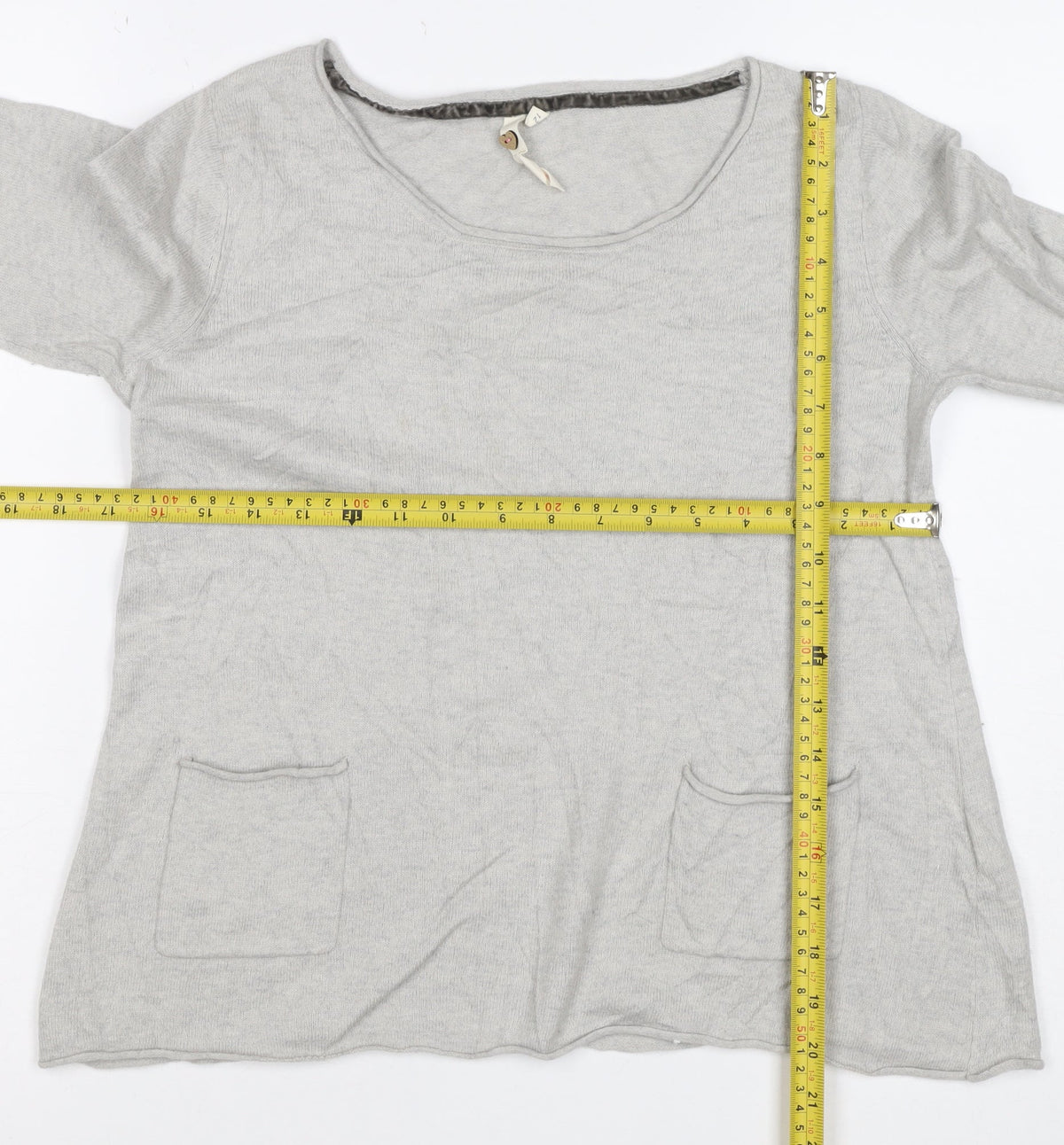 White Stuff Women’s Grey Size 12 Knit Pocket Pullover Jumper