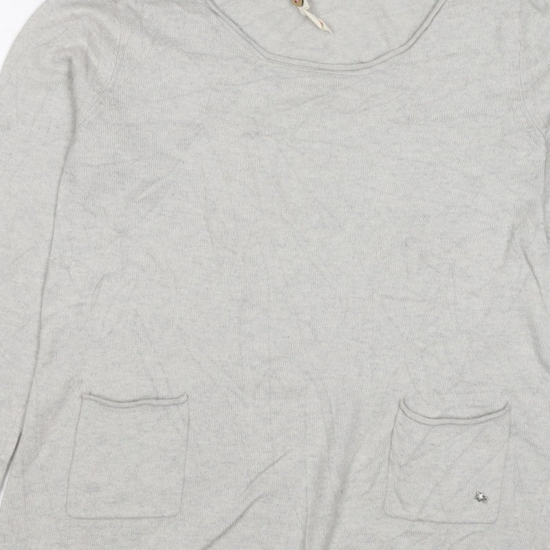 White Stuff Women’s Grey Size 12 Knit Pocket Pullover Jumper