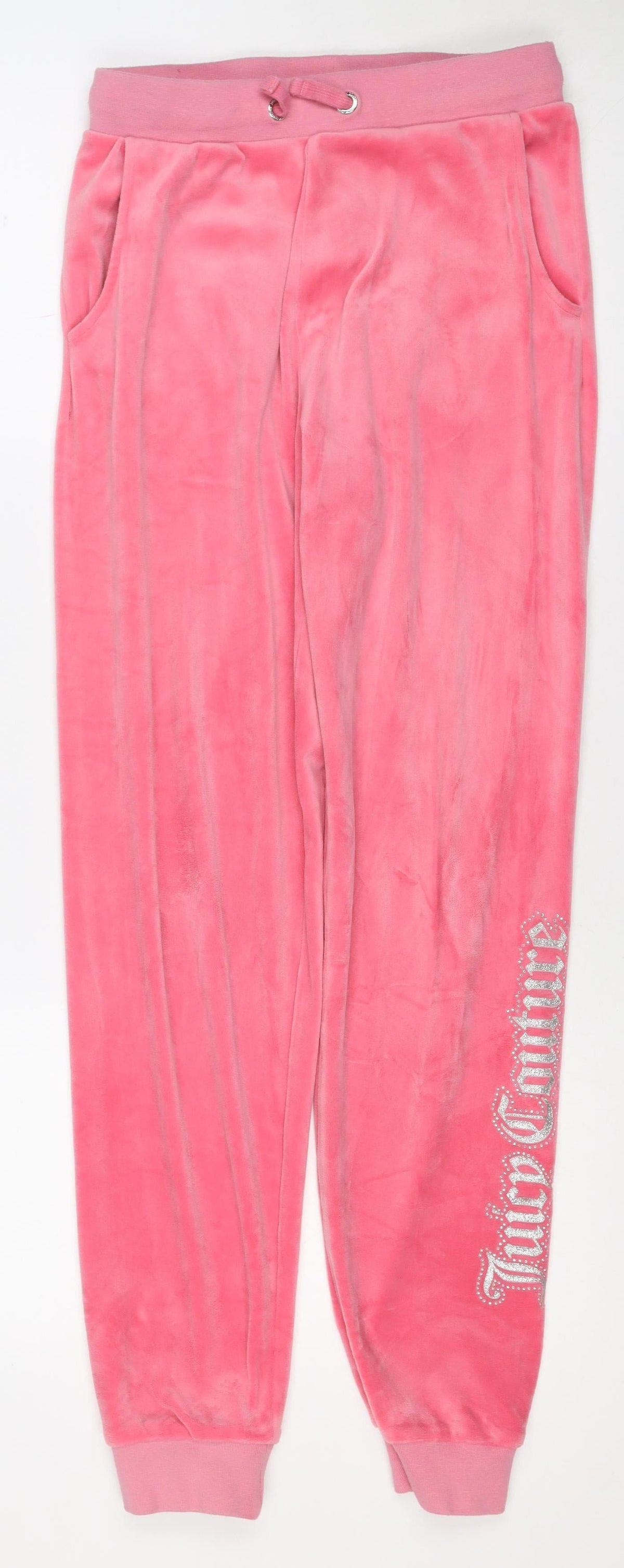 Juicy Couture Girls Pink 12-13 Years Velour Jogger Track Pants Logo