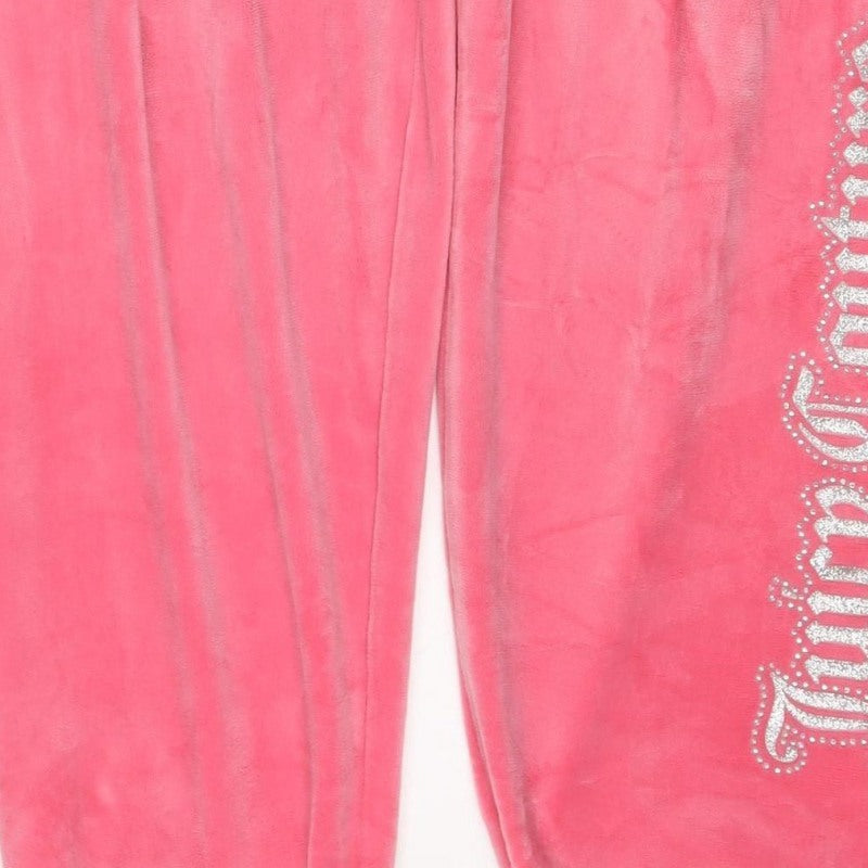 Juicy Couture Girls Pink 12-13 Years Velour Jogger Track Pants Logo