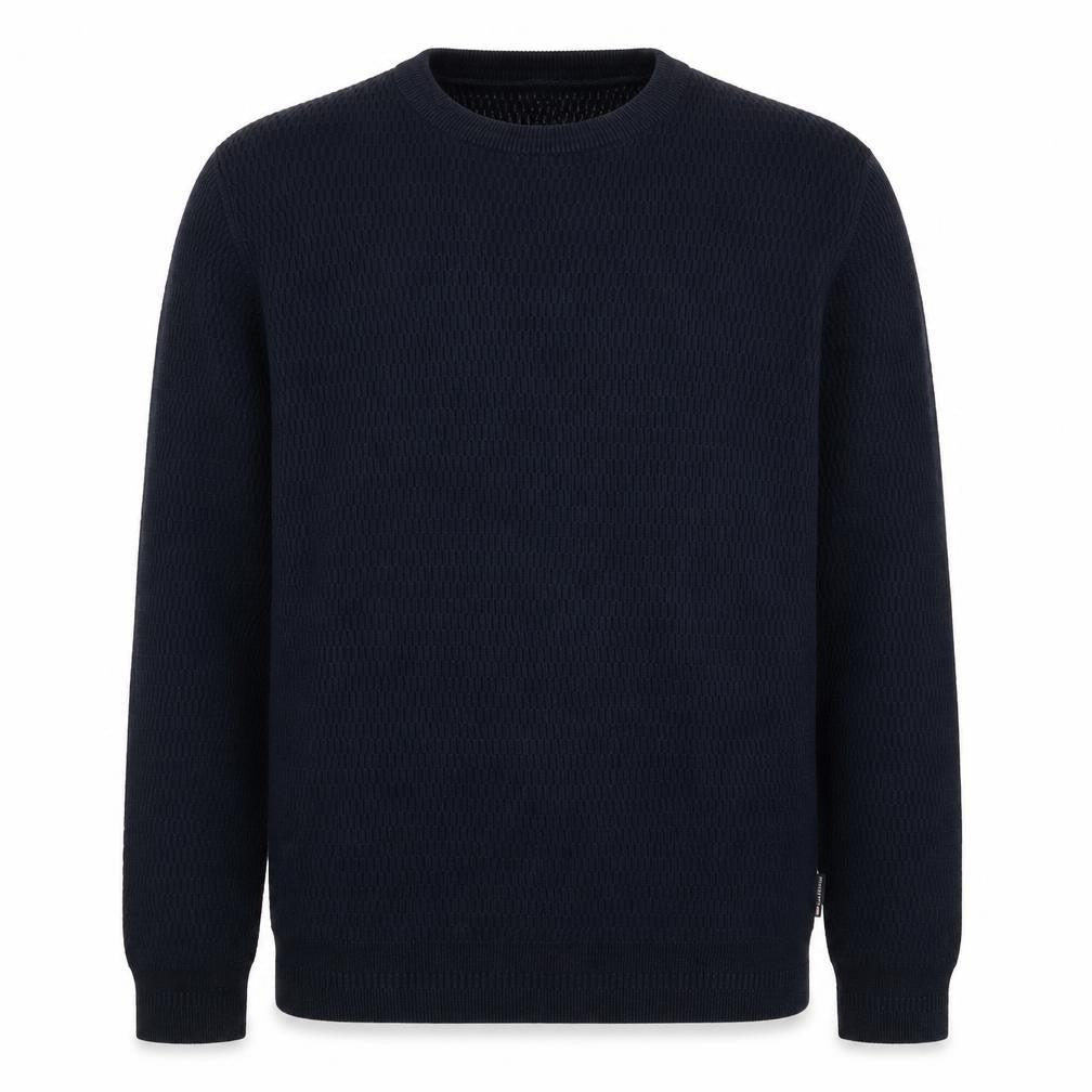 Ben Sherman Men’s Blue S Crew Neck Waffle Knit Cotton Pullover Jumper