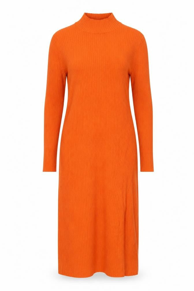 Mango Women Orange Ribbed Knit High Neck Tunic Jumper Size M
