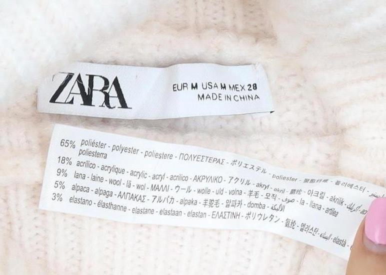 Zara Women Ivory M Roll Neck Ribbed Knit Alpaca Blend Jumper