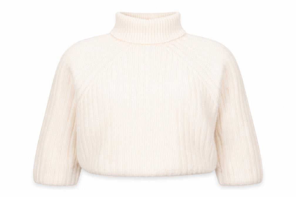 Zara Women Ivory M Roll Neck Ribbed Knit Alpaca Blend Jumper