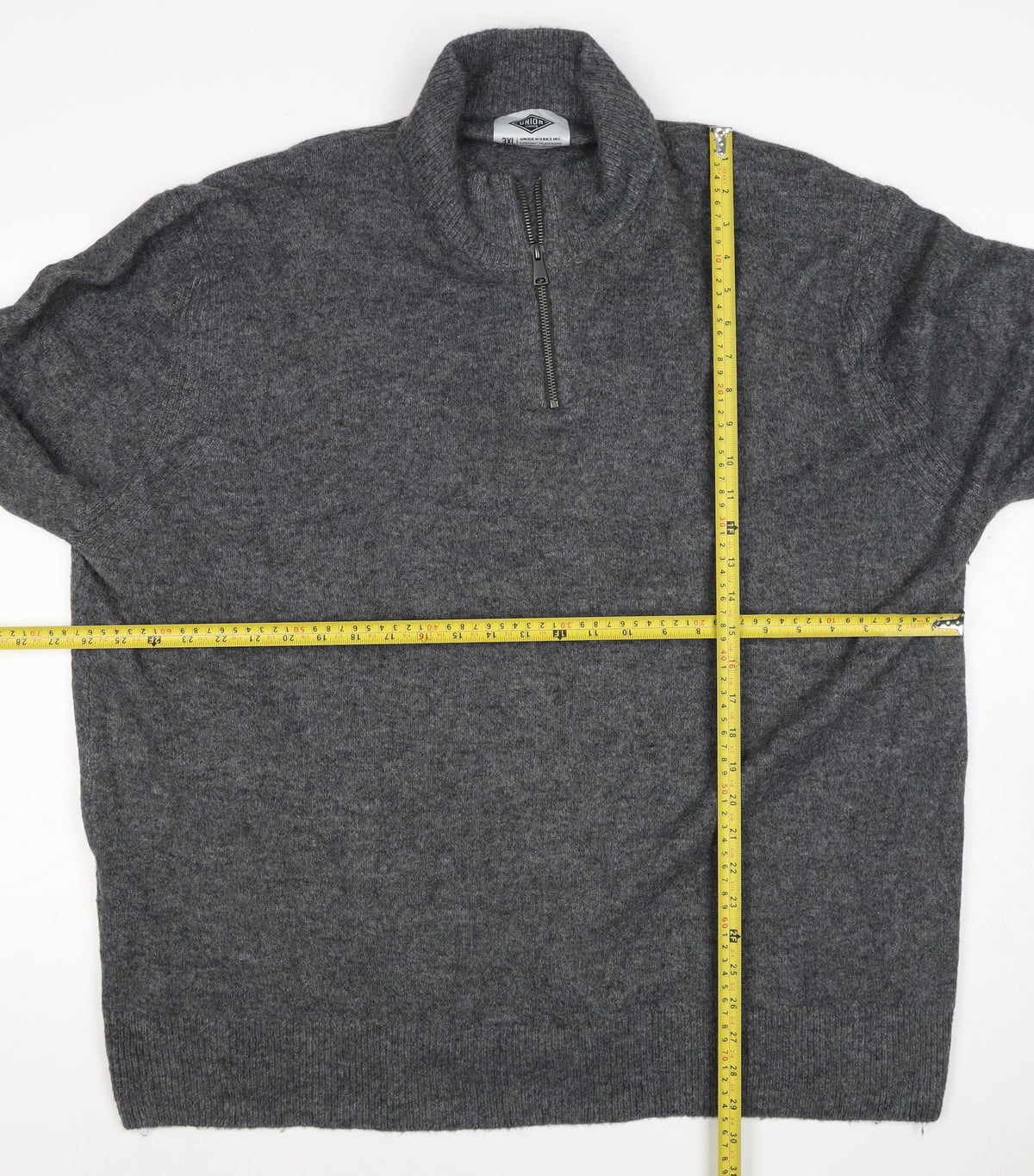 Union Workwear Inc. Men’s Grey 3XL Half Zip High Neck Wool Blend Jumper