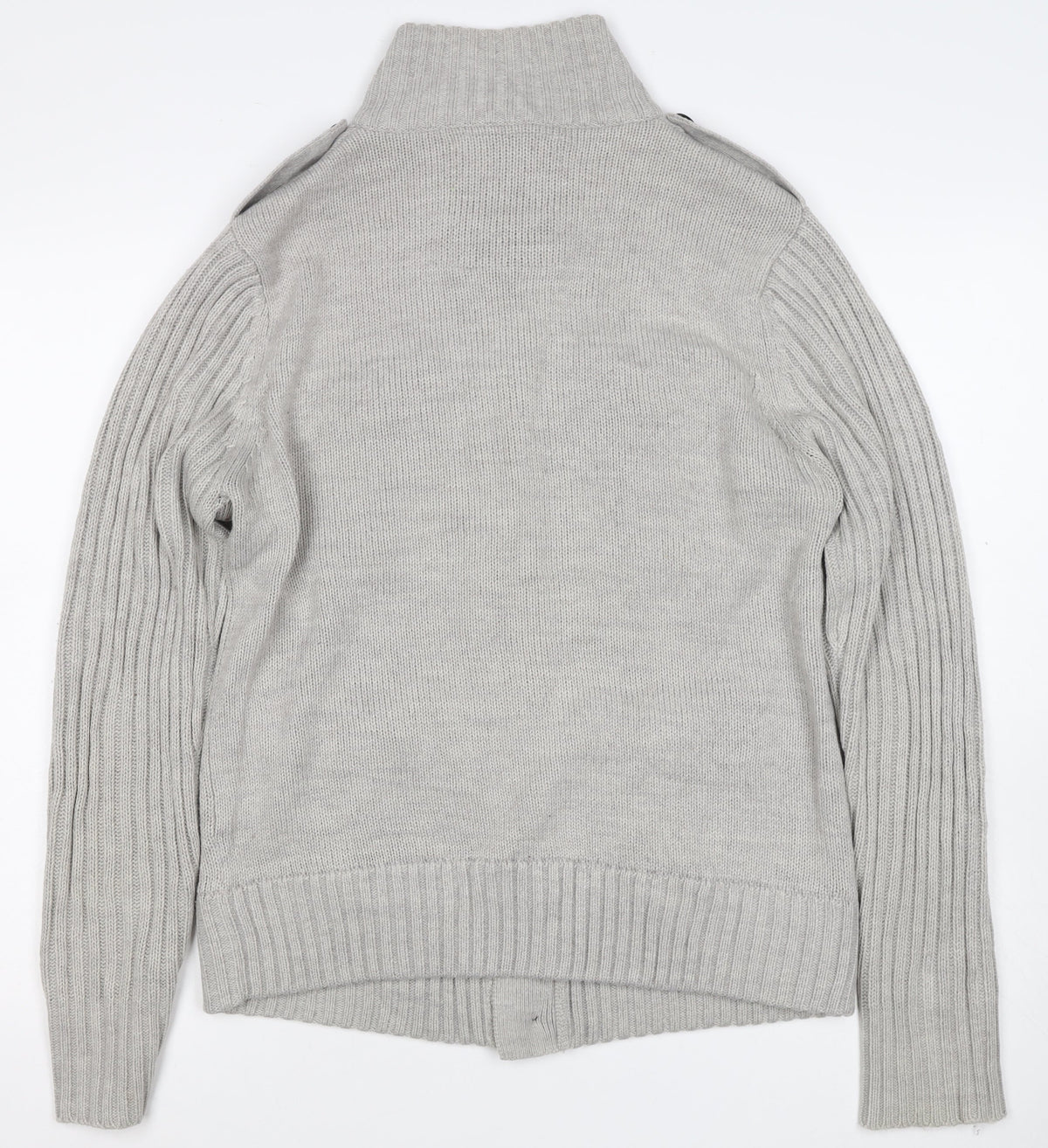 Dissident Men Grey L Button Knit Cardigan High Neck 4 Pocket