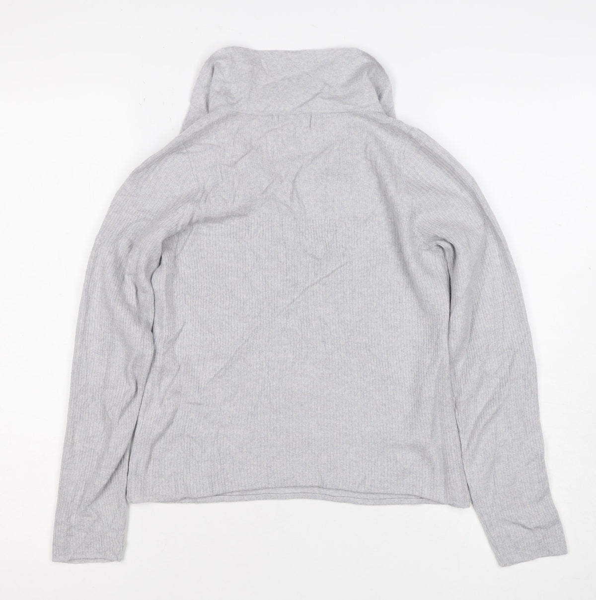 Next Women Grey Size 10 100% Merino Wool Collared Rib Knit Jumper